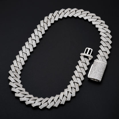 Iced Out Cuban Link Chain Necklace for Men & Women - Geometric Hip Hop Cubic Zirconia Pendant Chain