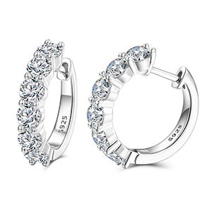 925 Silver Moissanite Hoop Earrings for Women and Men, Round Geometric Hip Hop Stud Hoop Earrings in Silver, Gold, and Rose Gold