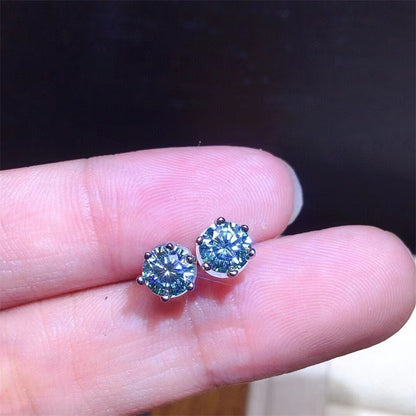 Green Moissanite Solitaire Ring for Women, Round 6-Prong Engagement Ring in Rose-Tone or White-Tone, 0.5 to 5 Carat Look