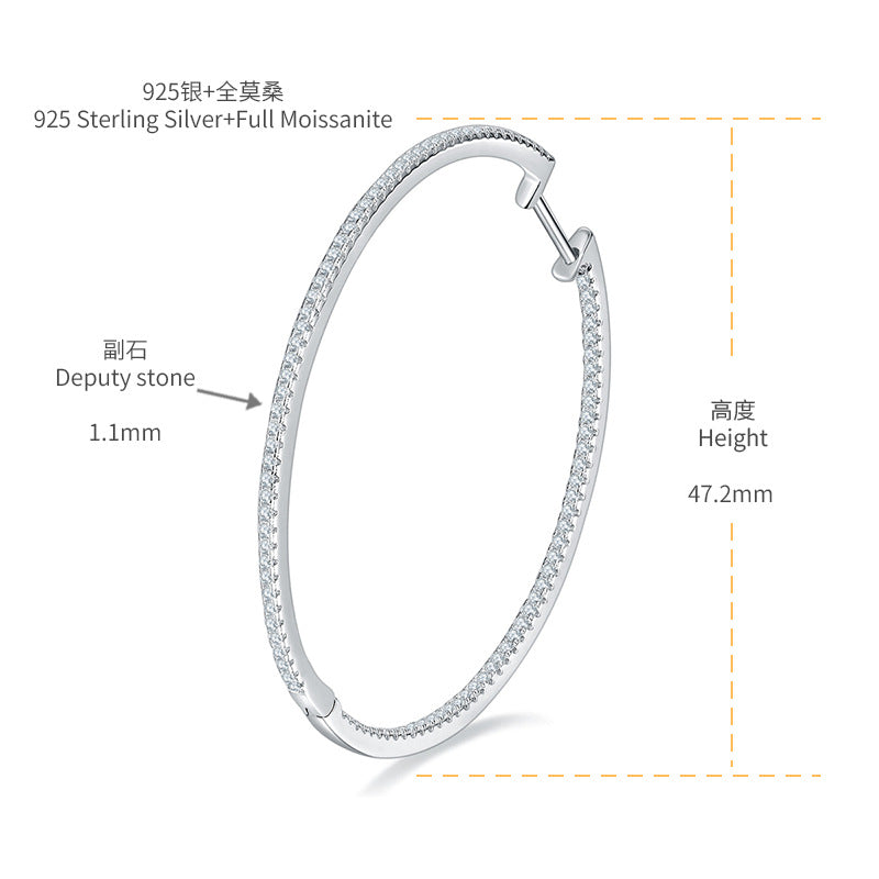 Large 50mm Pavé Hoop Earrings for Women, Round Crystal Hoops product image