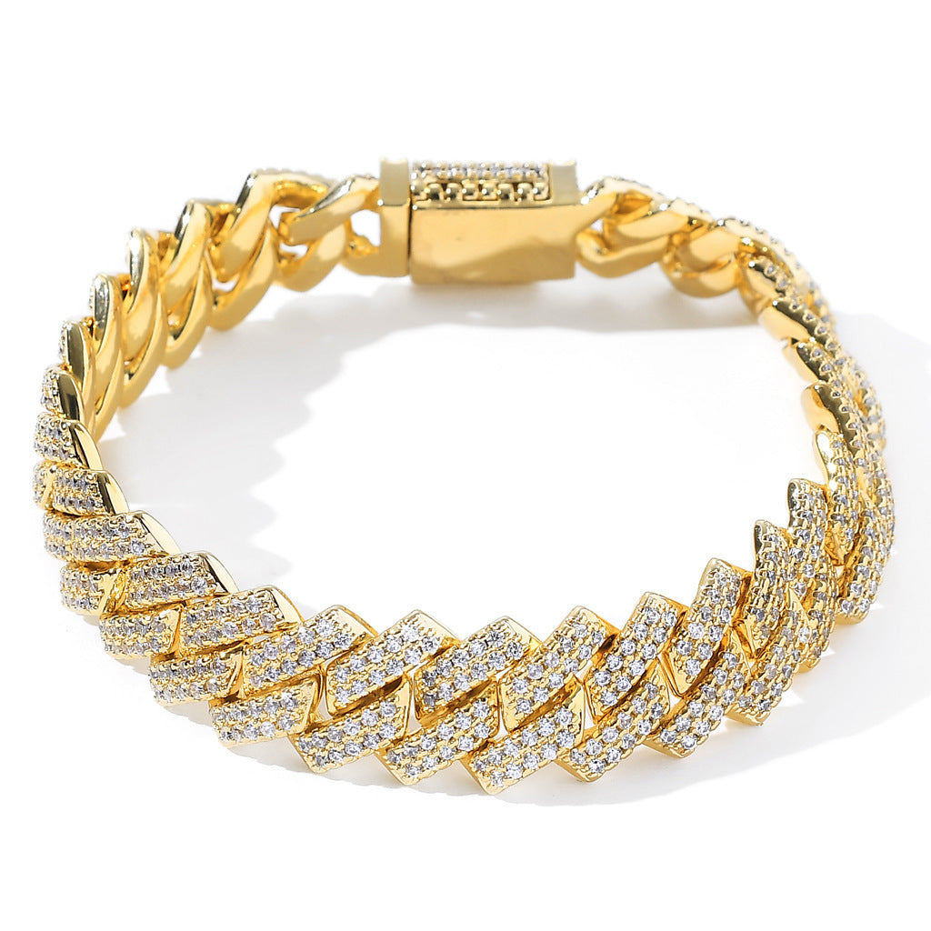 Hip Hop Cuban Link Cubic Zirconia Bracelet for Men