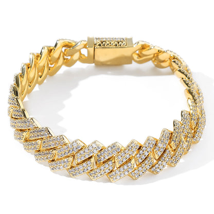 Hip Hop Cuban Link Cubic Zirconia Bracelet for Men