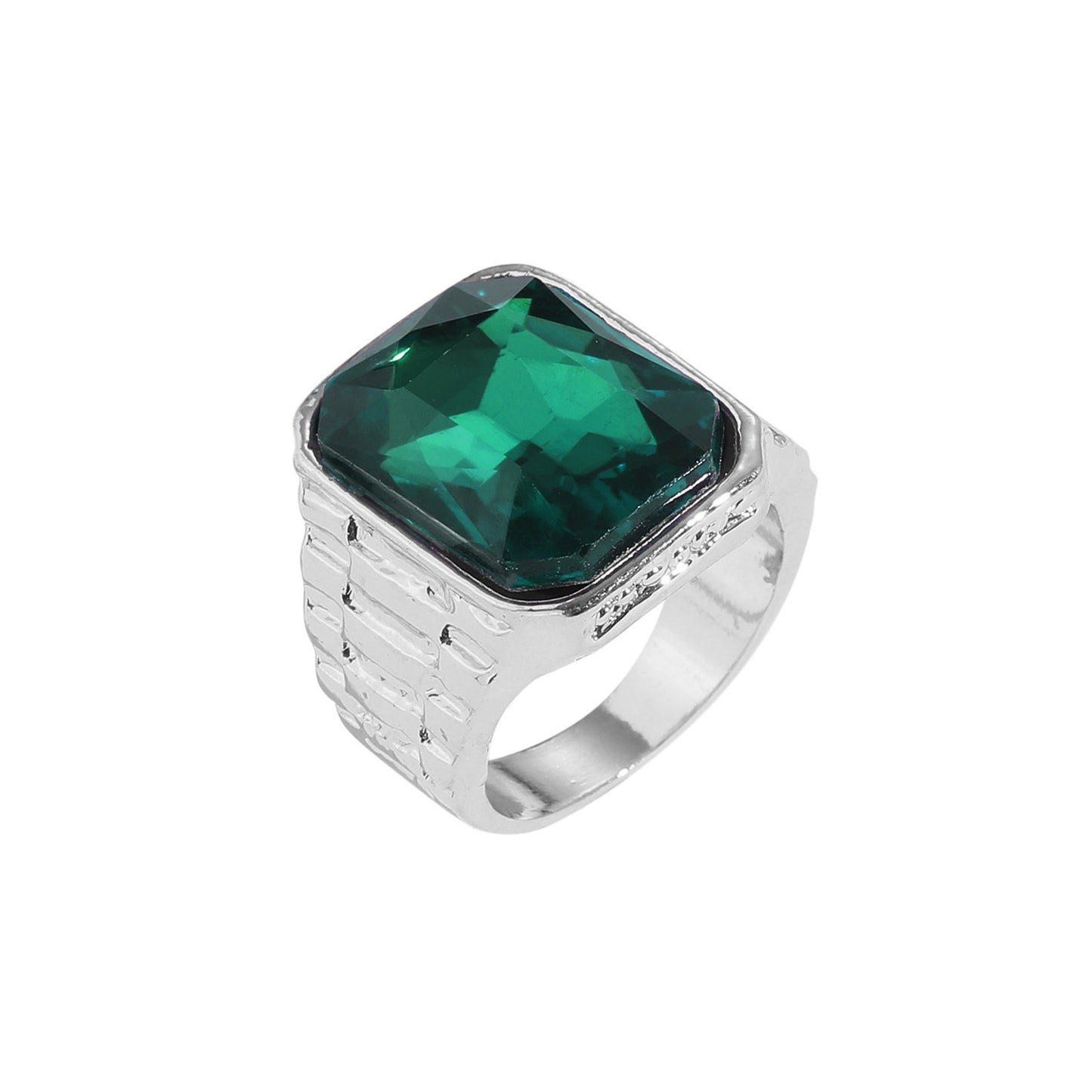 Hip Hop Vintage Square Cubic Zirconia Ring for Men