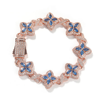 Unisex Four Leaf Clover Cubic Zirconia Bracelet /Necklace