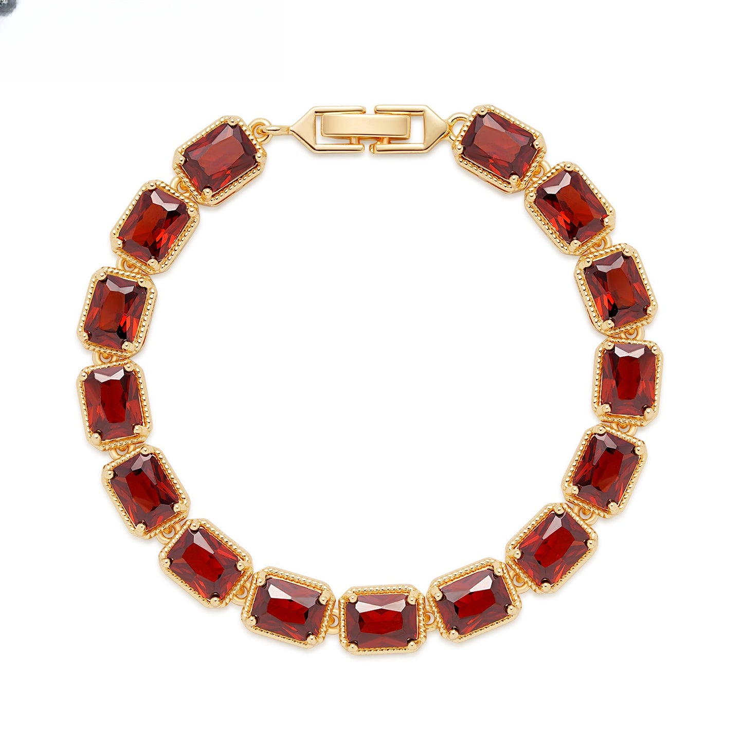 Elegant Gold Plated Purple Crystal Rectangle Link Bracelet for Women