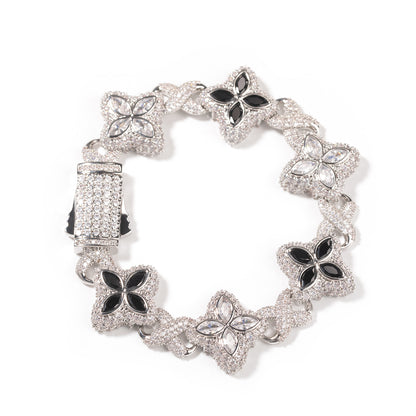 Unisex Four Leaf Clover Cubic Zirconia Bracelet /Necklace