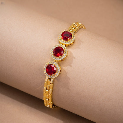 Round Halo Tennis Bracelet for Women