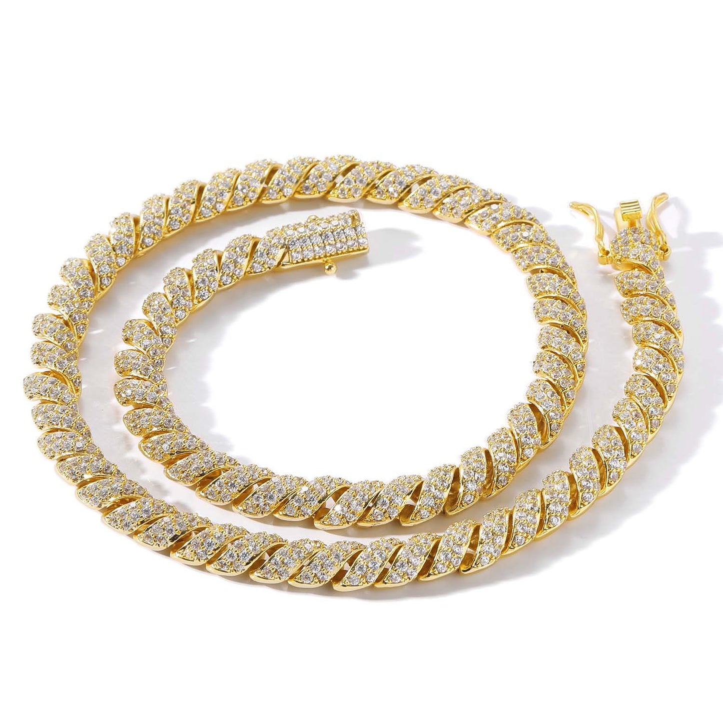 Hip Hop Minimalist Cuban Link Cubic Zirconia Necklace for Men and Women
