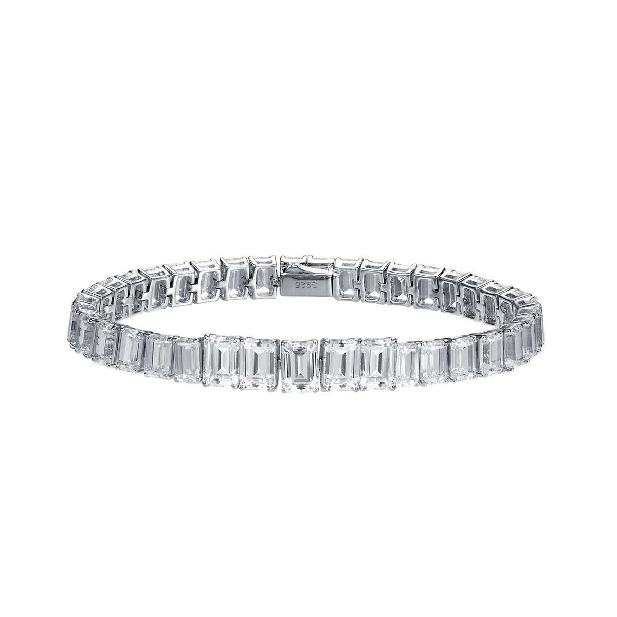 Emerald-Cut Moissanite Tennis Bracelet, S925 Silver, 18k Gold-Plated product image