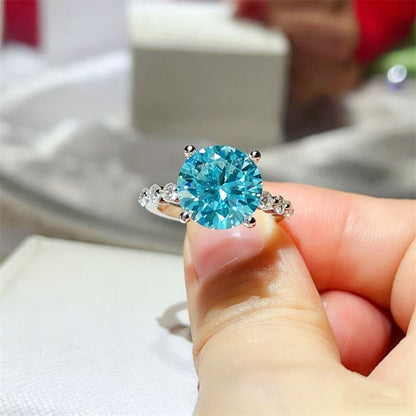 Moissanite Ring for Women, 3 Carat & 5 Carat Round Solitaire Halo Style Engagement Ring