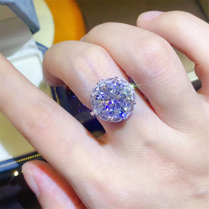 5 Carat Moissanite Floral Halo Ring for Women, Round Statement Engagement Ring
