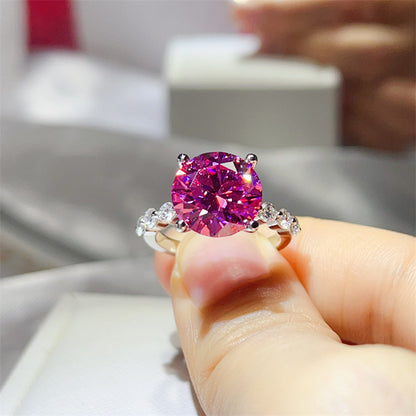 Moissanite Ring for Women, 3 Carat & 5 Carat Round Solitaire Halo Style Engagement Ring