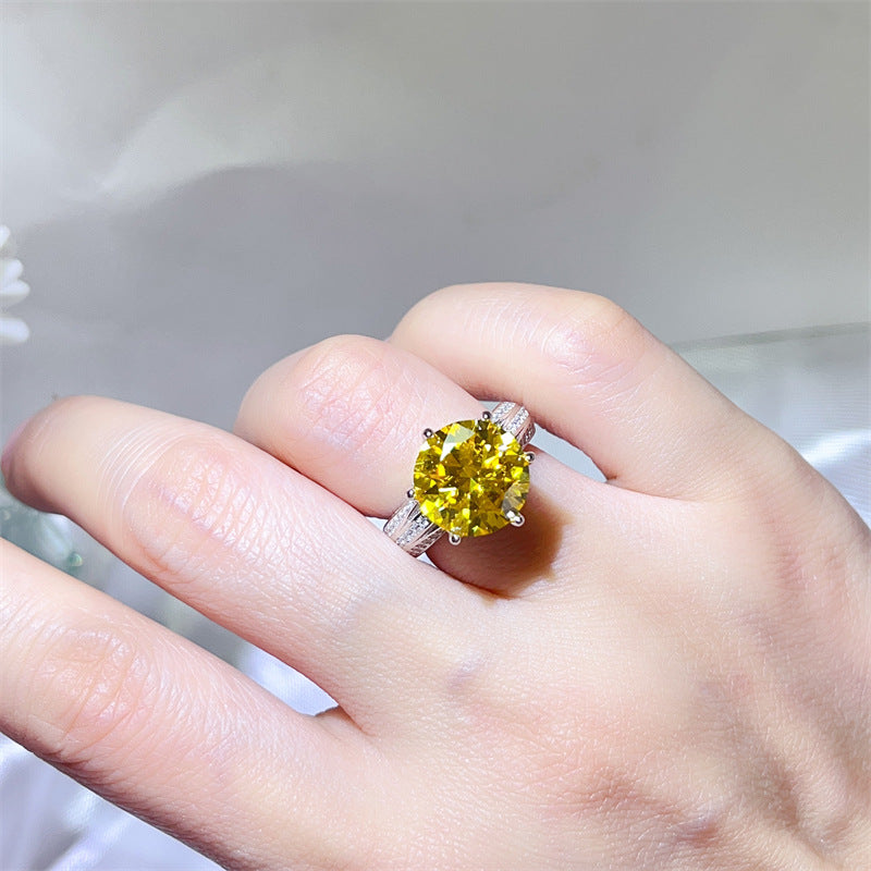 5 Carat Yellow Moissanite Ring for Women, Pavé Split Shank Engagement Ring product image