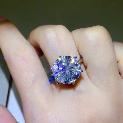 Round Cut Solitaire Moissanite Ring with Pavé-Style Band for Women