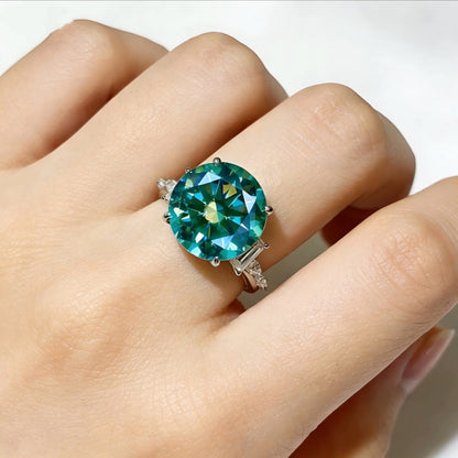 Geometric Halo Moissanite Ring for Women, 5 Carat & 8 Carat Color Stone Engagement Ring