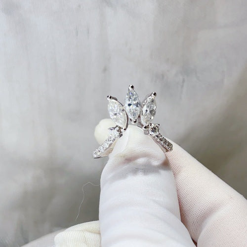 925 Silver Marquise Moissanite Ring for Women, 5 Carat Statement Ring Set, U-Shaped Stackable Engagement Style Ring product image