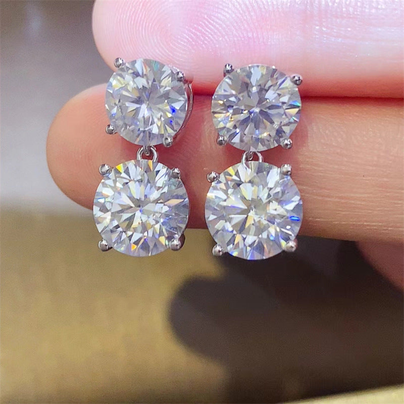 10 Carat White Moissanite Drop Stud Earrings for Women in Silver Tone product image