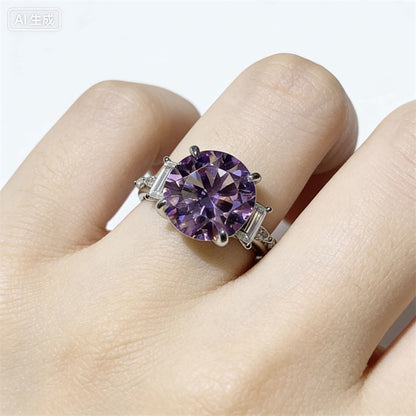 Geometric Halo Moissanite Ring for Women, 5 Carat & 8 Carat Color Stone Engagement Ring