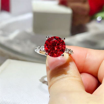Moissanite Ring for Women, 3 Carat & 5 Carat Round Solitaire Halo Style Engagement Ring