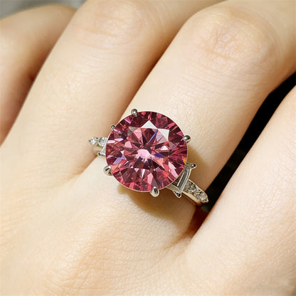 Geometric Halo Moissanite Ring for Women, 5 Carat & 8 Carat Color Stone Engagement Ring