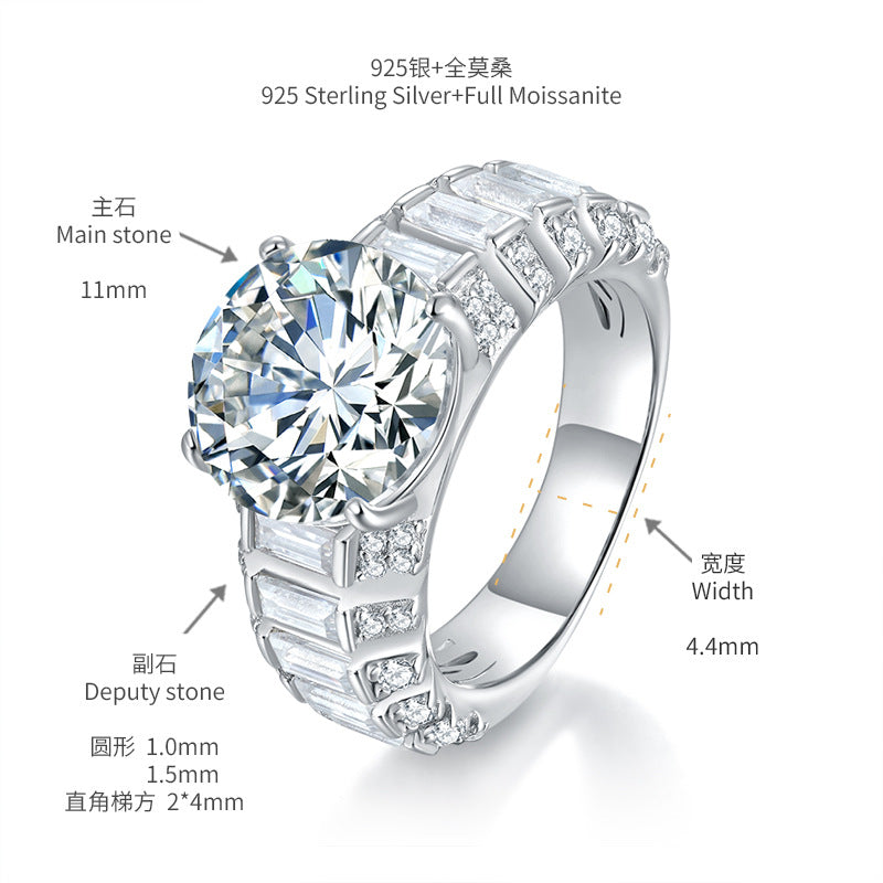 5 Carat Round Moissanite Ring with Baguette and Pavé Accents product image