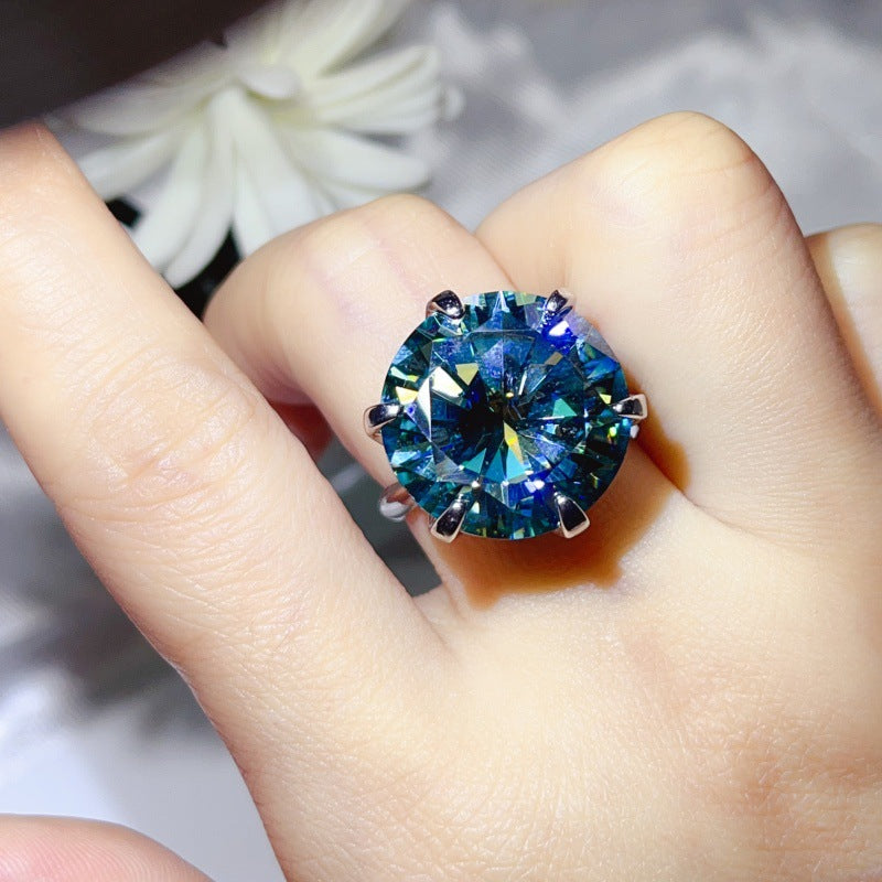 20 Carat Color Moissanite Ring for Women – Round Six-Prong Solitaire Statement Ring product image