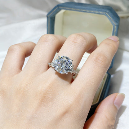 Geometric Halo Moissanite Ring for Women, 5 Carat & 8 Carat Color Stone Engagement Ring
