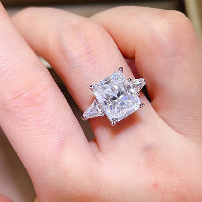 5 Carat Yellow Radiant Cut Moissanite Ring for Women - Three Stone Engagement Ring Style
