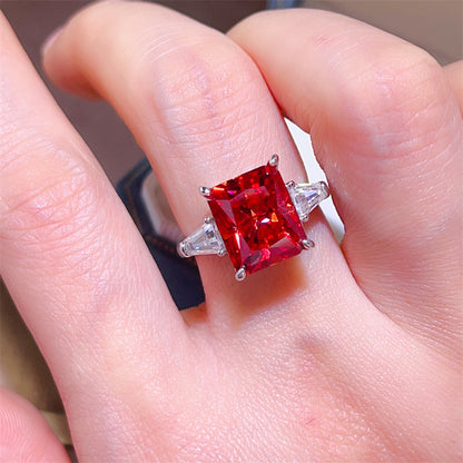 5 Carat Yellow Radiant Cut Moissanite Ring for Women - Three Stone Engagement Ring Style