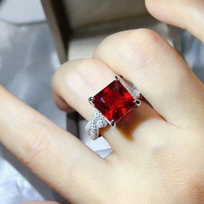 5 Carat Princess Cut Moissanite Ring for Women, Geometric Square Engagement Ring