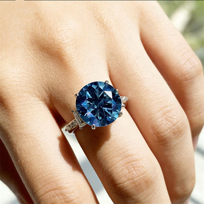 Geometric Halo Moissanite Ring for Women, 5 Carat & 8 Carat Color Stone Engagement Ring