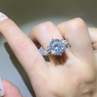 5 Carat Moissanite Ring for Women, Halo Style Split Shank Engagement Ring