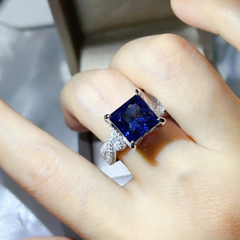 5 Carat Princess Cut Moissanite Ring for Women, Geometric Square Engagement Ring product image