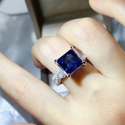 5 Carat Princess Cut Moissanite Ring for Women, Geometric Square Engagement Ring