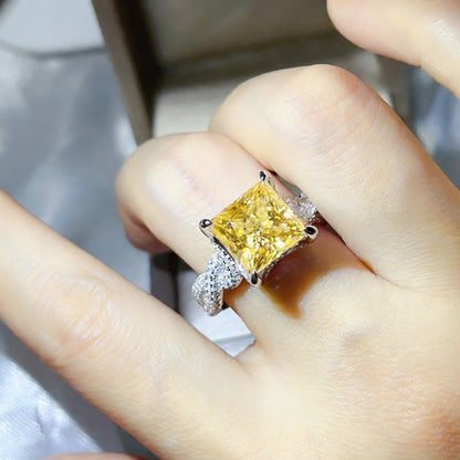 5 Carat Princess Cut Moissanite Ring for Women, Geometric Square Engagement Ring