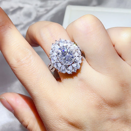 5 Carat Moissanite Halo Ring for Women, Oval Color Stone Statement Engagement Ring