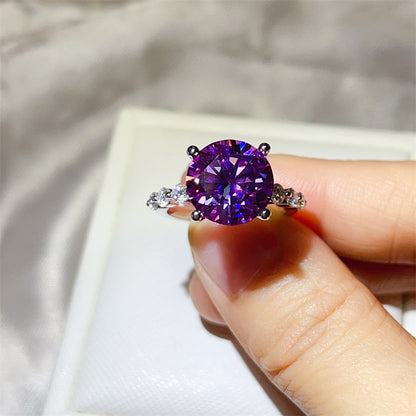 Moissanite Ring for Women, 3 Carat & 5 Carat Round Solitaire Halo Style Engagement Ring