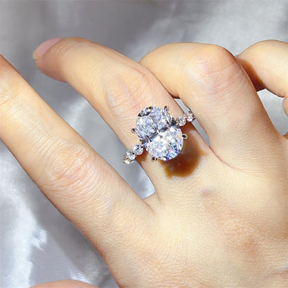Moissanite Ring for Women, Geometric Oval Statement Engagement Ring, 3 Carat 5 Carat 8 Carat