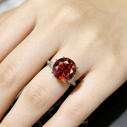 Geometric Halo Moissanite Ring for Women, 5 Carat & 8 Carat Color Stone Engagement Ring