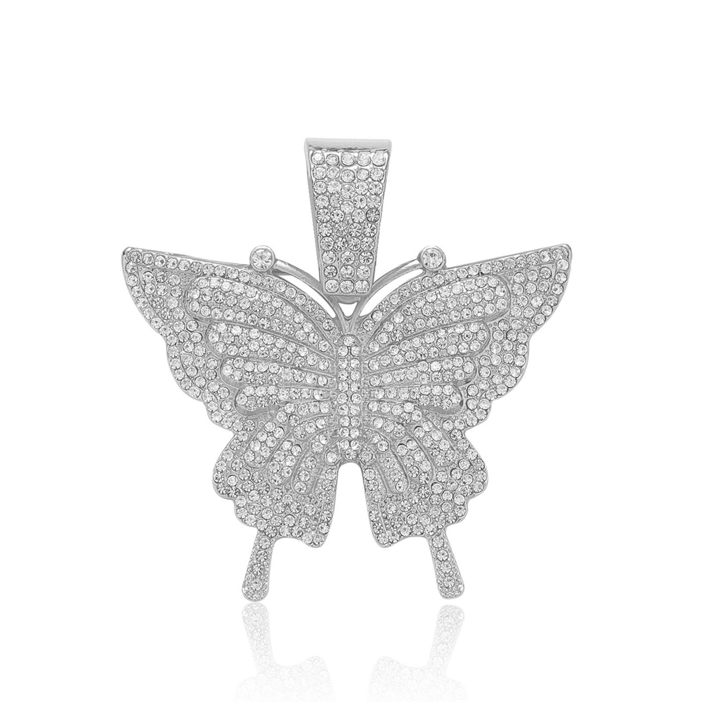 Butterfly Cuban Link Alloy Pendant Necklace for Men and Women