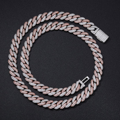 Iced Out Cuban Link Chain and Bracelet Set with Cubic Zirconia for Men and Women