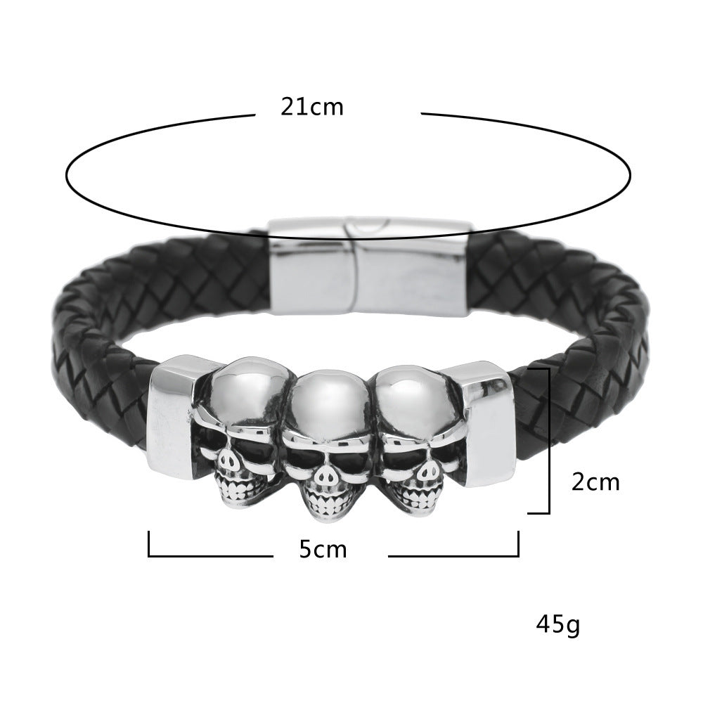 骷髅头羊皮黑手镯 product image