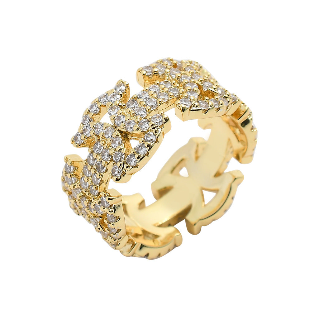 Hip Hop Bow Butterfly Geometric Cubic Zirconia Ring for Men and Women