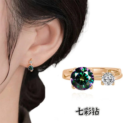U-Shape Moissanite Ear Cuff Earrings, Clear or Color Stone Stud Earrings in White Tone or Rose Tone