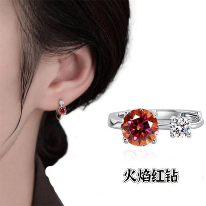 U-Shape Moissanite Ear Cuff Earrings, Clear or Color Stone Stud Earrings in White Tone or Rose Tone