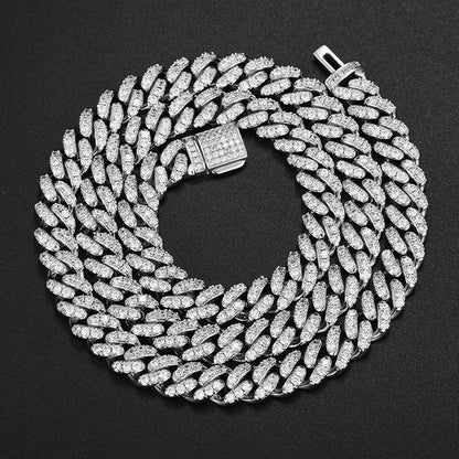 925 Silver Moissanite Cuban Link Chain Necklace for Men & Women - Iced Out Hip Hop Statement Necklace