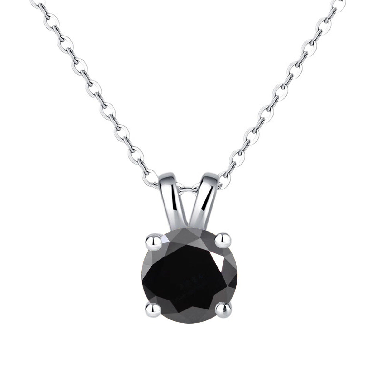 925 Silver 1ct Moissanite Pendant Necklace, Round Box Chain Rabbit Ear Setting product image