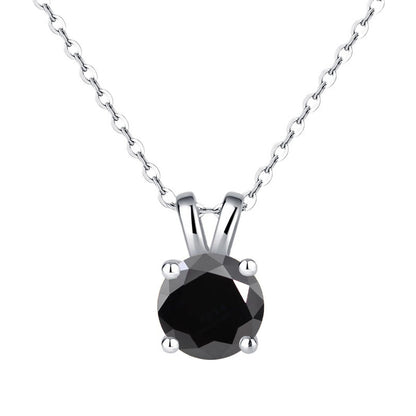 925 Silver 1ct Moissanite Pendant Necklace, Round Box Chain Rabbit Ear Setting