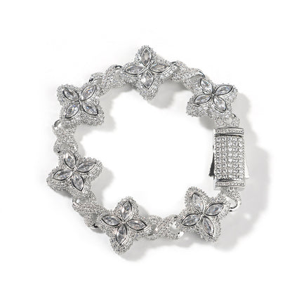 Unisex Four Leaf Clover Cubic Zirconia Bracelet /Necklace