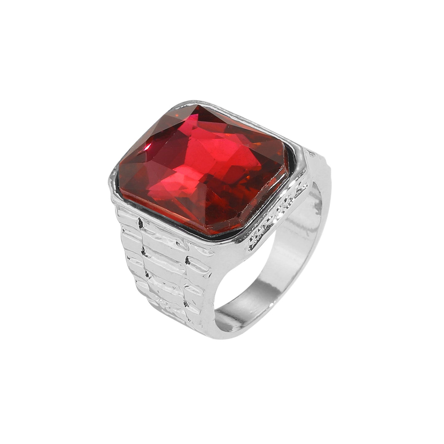 Hip Hop Vintage Square Cubic Zirconia Ring for Men